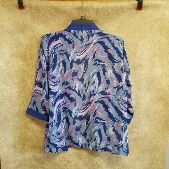 Salon Studio Womens Sz SP Blue Pink Geometric Long Sleeve Cardigan - Picture 7 of 9